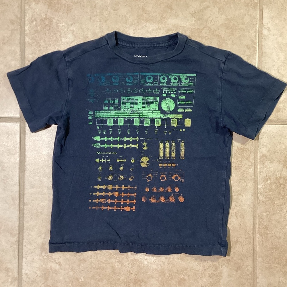 Mossimo Supply Co Y2K Blue Synth Color Fade Short Sleeve Tee Boys Size …